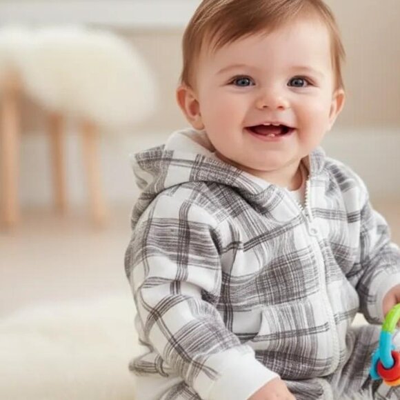 1989 Place Plaid Zip-Up Hoodie size 3-6 Months - Picture 1 of 11